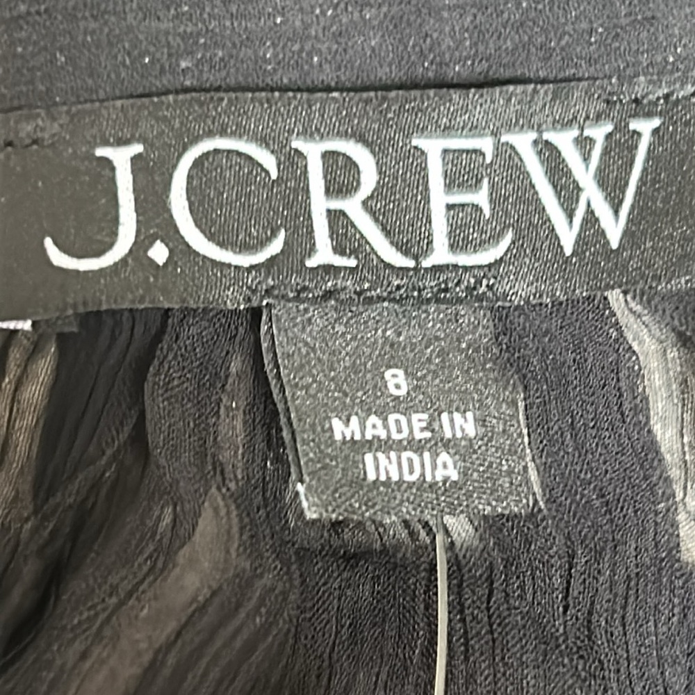 J. CREW NWT Black Ruffle Button-up Crinkle Chiffon size 8 - Picture 7 of 9